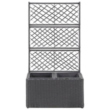 Latwerkplantenbak Verhoogd Met Potten Rattan 58 x 30 x 107 cm Zwart