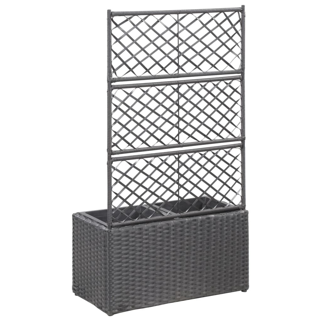 Latwerkplantenbak Verhoogd Met Potten Rattan 58 x 30 x 107 cm Zwart