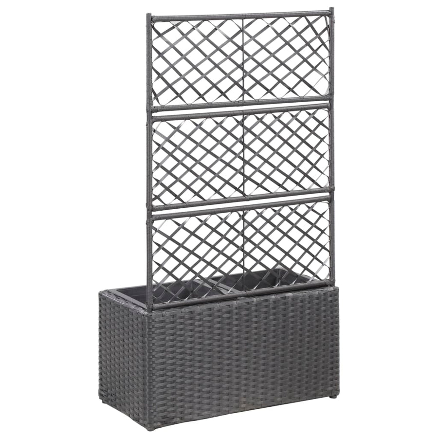 Latwerkplantenbak Verhoogd Met Potten Rattan 58 x 30 x 107 cm Zwart