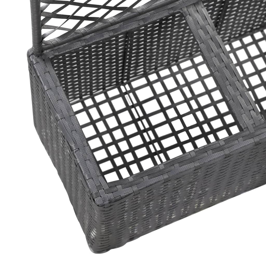 Latwerkplantenbak Verhoogd Met Potten Rattan 58 x 30 x 107 cm Zwart