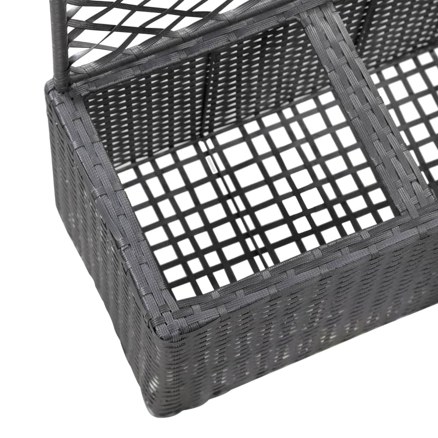 Latwerkplantenbak Verhoogd Met Potten Rattan 58 x 30 x 107 cm Zwart