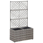 Plantenbak verhoogd met latwerk 58x30x107 cm poly rattan grijs