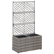 Latwerkplantenbak Verhoogd Met Potten Rattan 58 x 30 x 107 cm Grijs