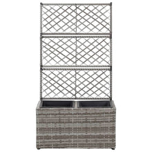 Latwerkplantenbak Verhoogd Met Potten Rattan 58 x 30 x 107 cm Grijs