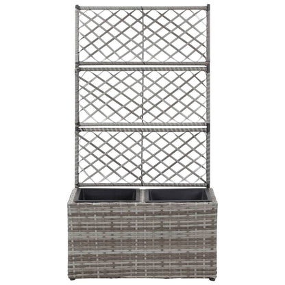 Latwerkplantenbak Verhoogd Met Potten Rattan 58 x 30 x 107 cm Grijs