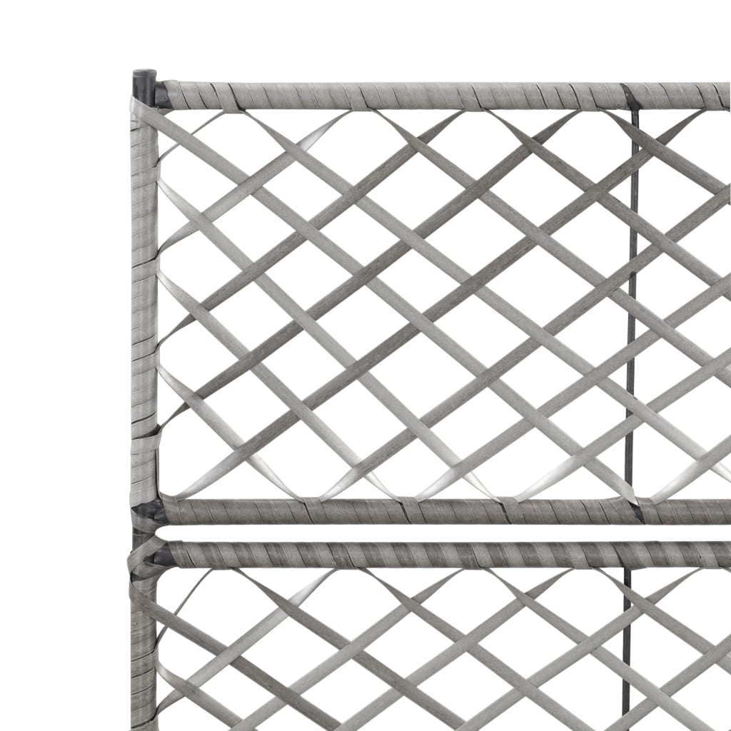 Latwerkplantenbak Verhoogd Met Potten Rattan 58 x 30 x 107 cm Grijs