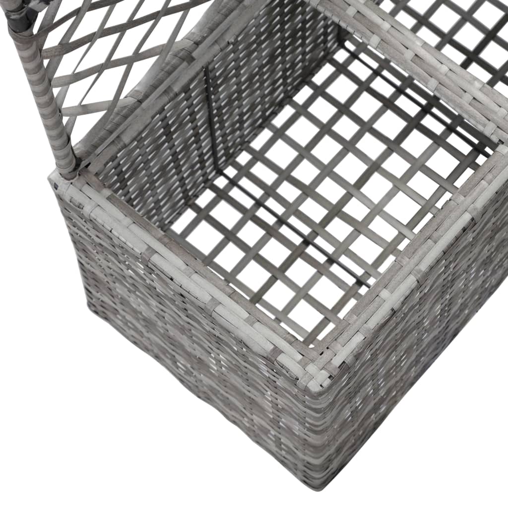 Latwerkplantenbak Verhoogd Met Potten Rattan 58 x 30 x 107 cm Grijs