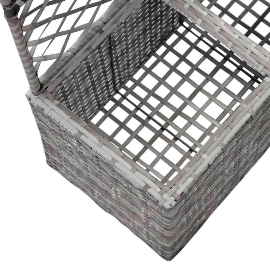 Latwerkplantenbak Verhoogd Met Potten Rattan 58 x 30 x 107 cm Grijs