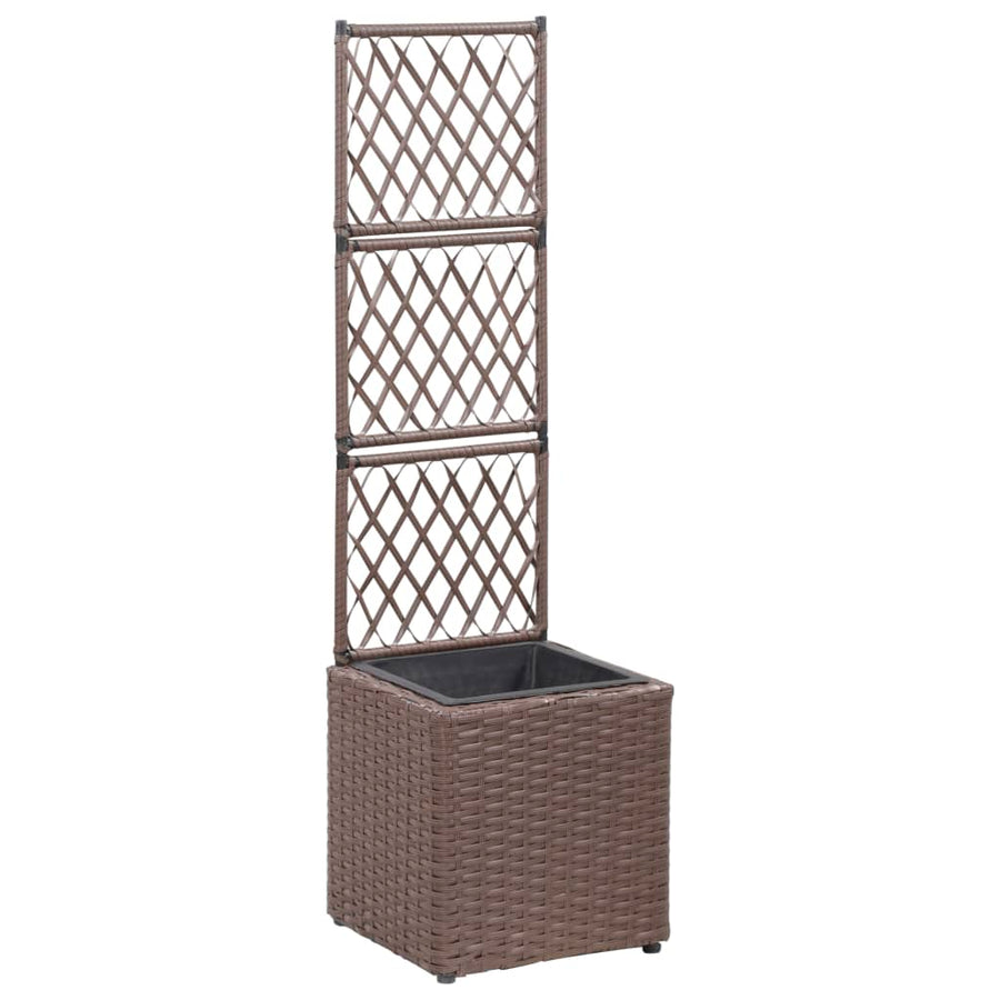 Latwerkplantenbak Verhoogd Met 1 Pot Rattan Bruin 30 x 30 x 107 cm