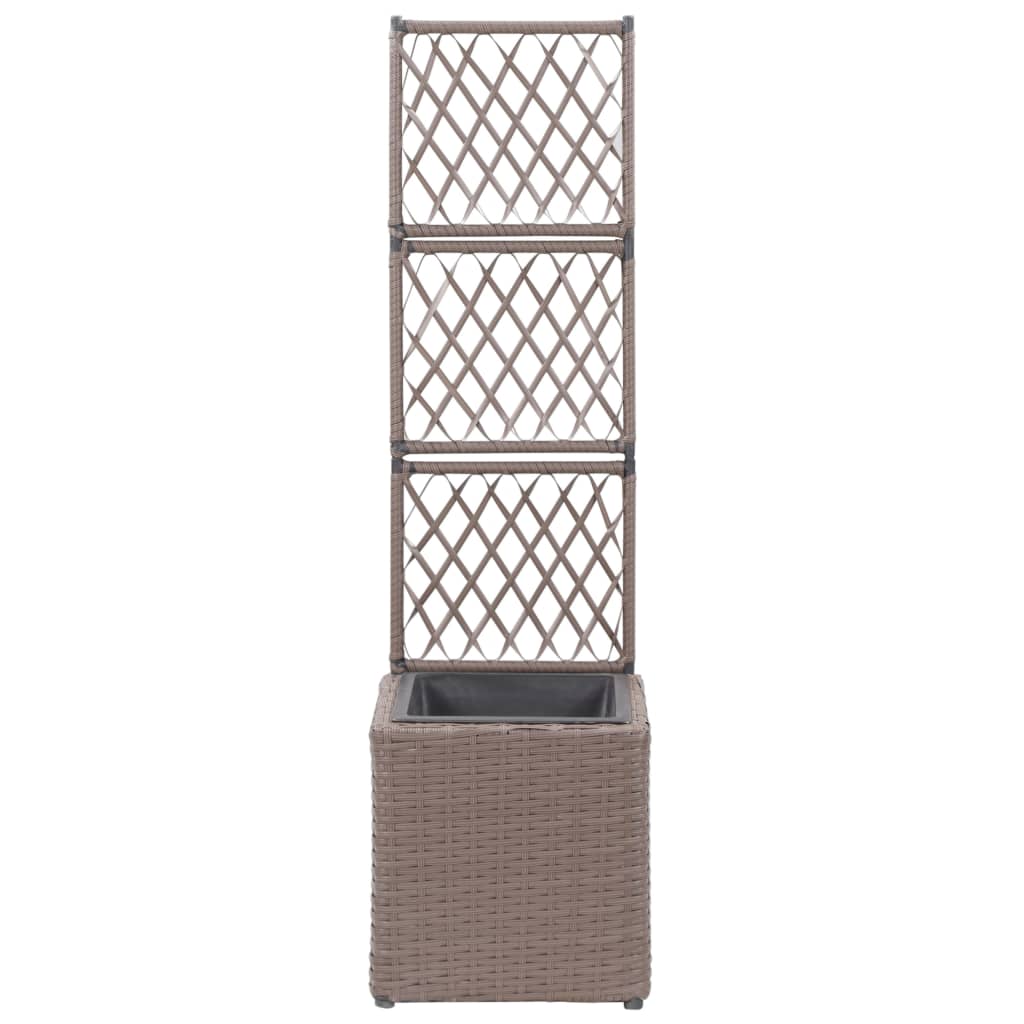 Latwerkplantenbak Verhoogd Met 1 Pot Rattan Bruin 30 x 30 x 107 cm