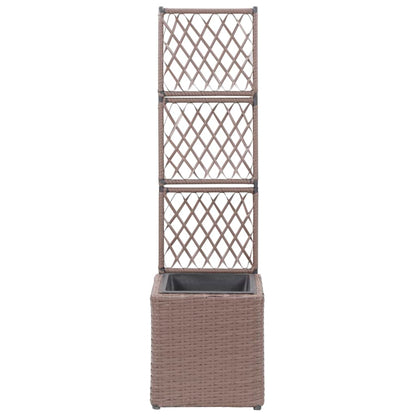Latwerkplantenbak Verhoogd Met 1 Pot Rattan Bruin 30 x 30 x 107 cm