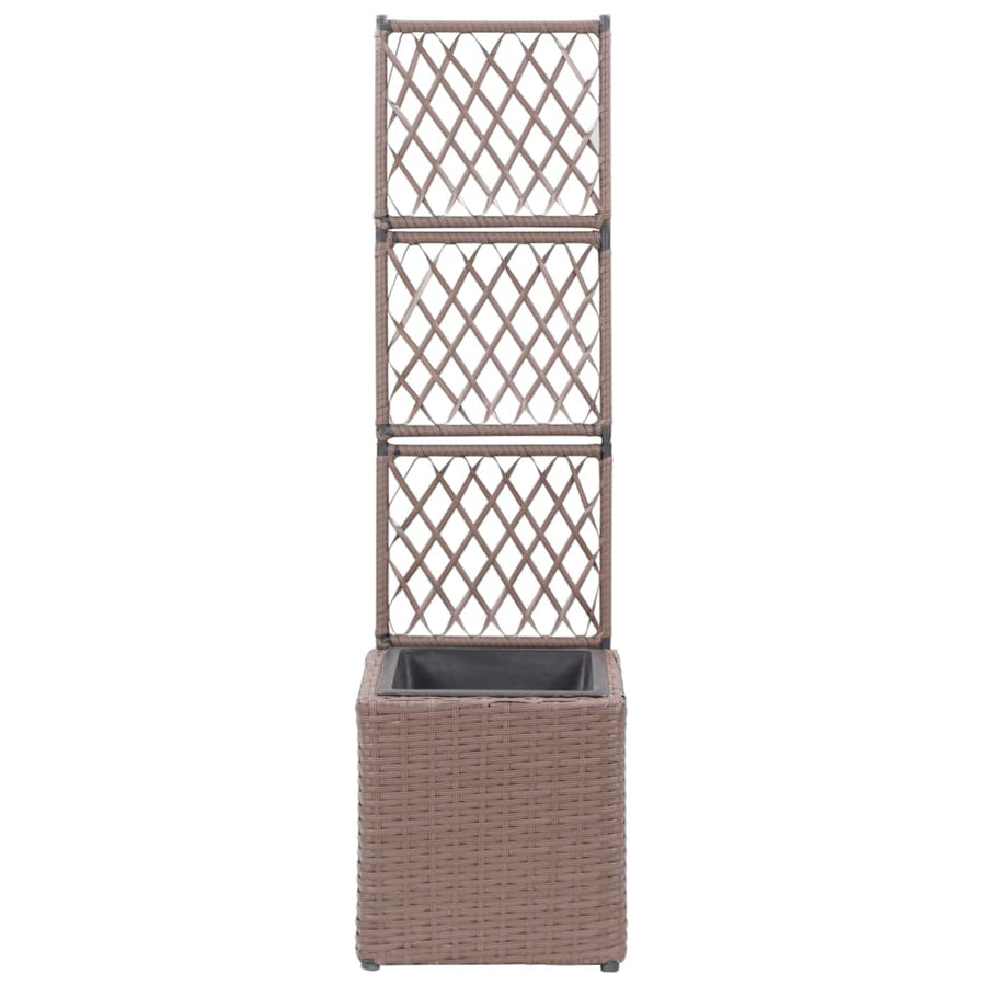 Latwerkplantenbak Verhoogd Met 1 Pot Rattan Bruin 30 x 30 x 107 cm