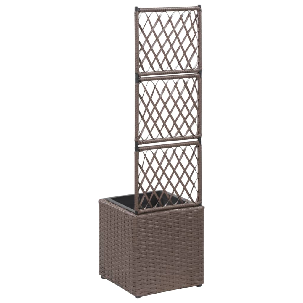 Latwerkplantenbak Verhoogd Met 1 Pot Rattan Bruin 30 x 30 x 107 cm