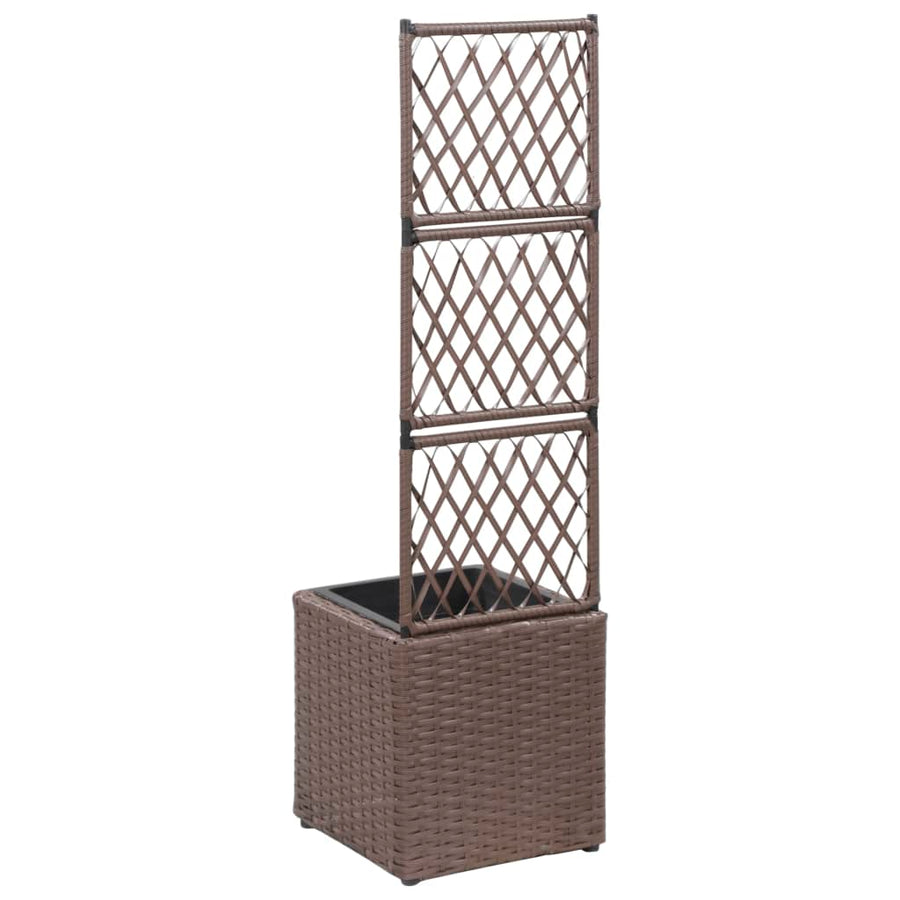 Latwerkplantenbak Verhoogd Met 1 Pot Rattan Bruin 30 x 30 x 107 cm