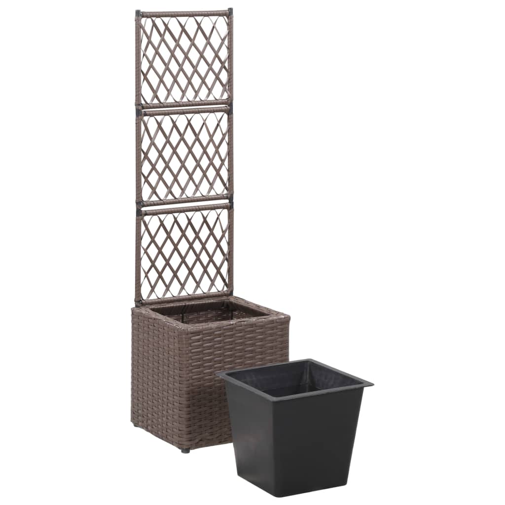 Latwerkplantenbak Verhoogd Met 1 Pot Rattan Bruin 30 x 30 x 107 cm
