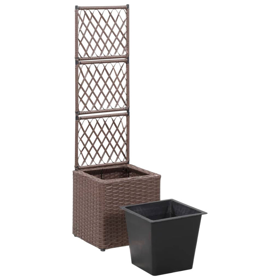 Latwerkplantenbak Verhoogd Met 1 Pot Rattan Bruin 30 x 30 x 107 cm