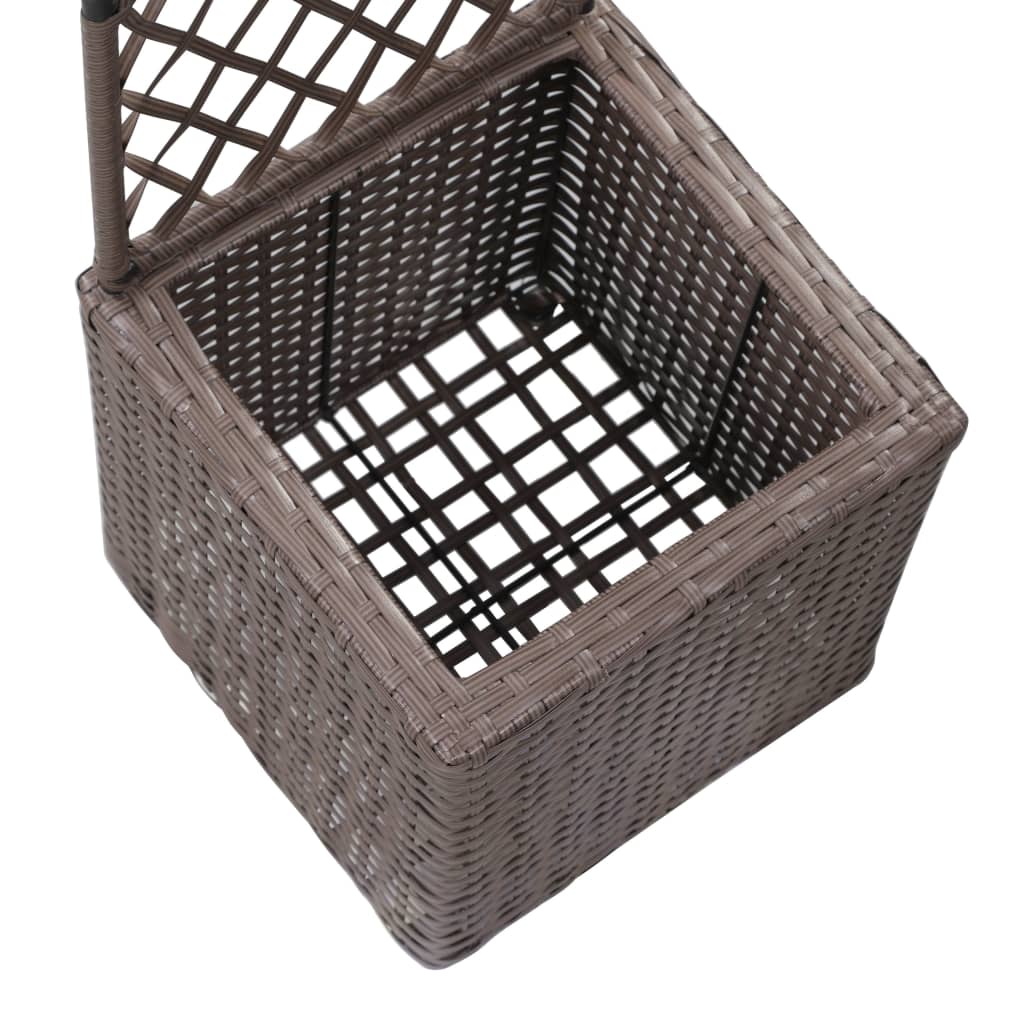 Latwerkplantenbak Verhoogd Met 1 Pot Rattan Bruin 30 x 30 x 107 cm