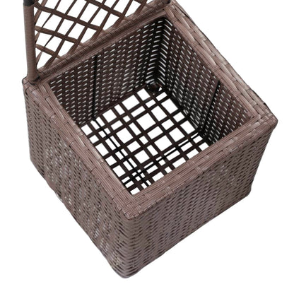 Latwerkplantenbak Verhoogd Met 1 Pot Rattan Bruin 30 x 30 x 107 cm