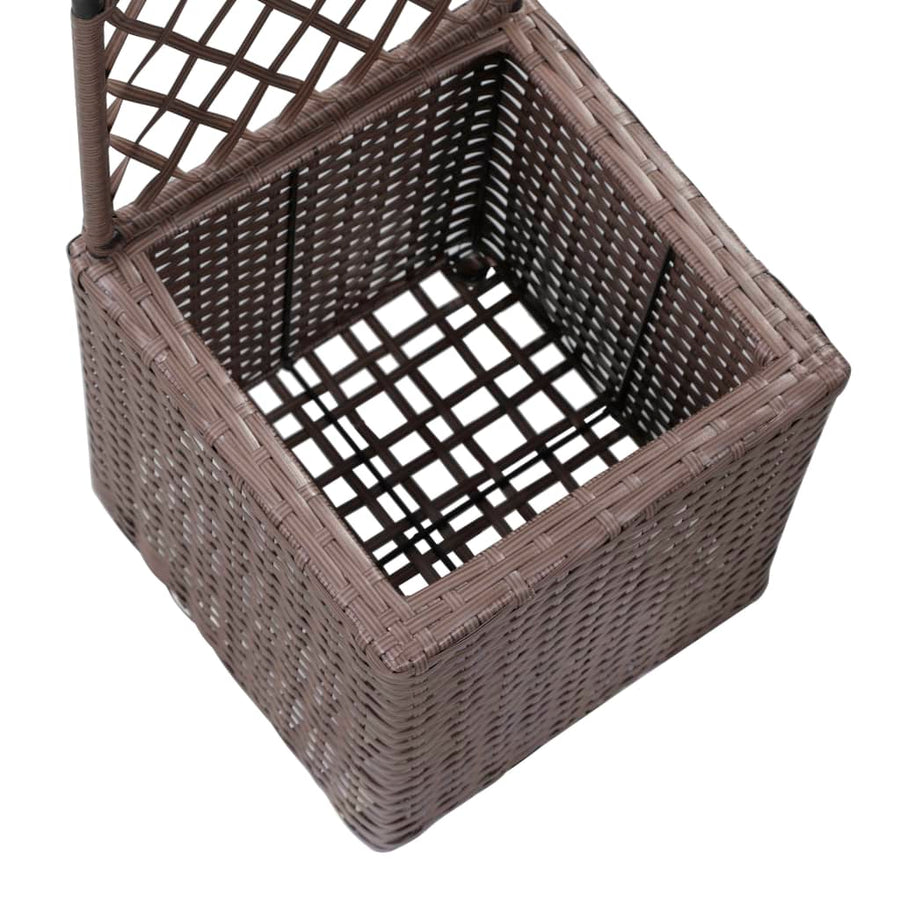 Latwerkplantenbak Verhoogd Met 1 Pot Rattan Bruin 30 x 30 x 107 cm