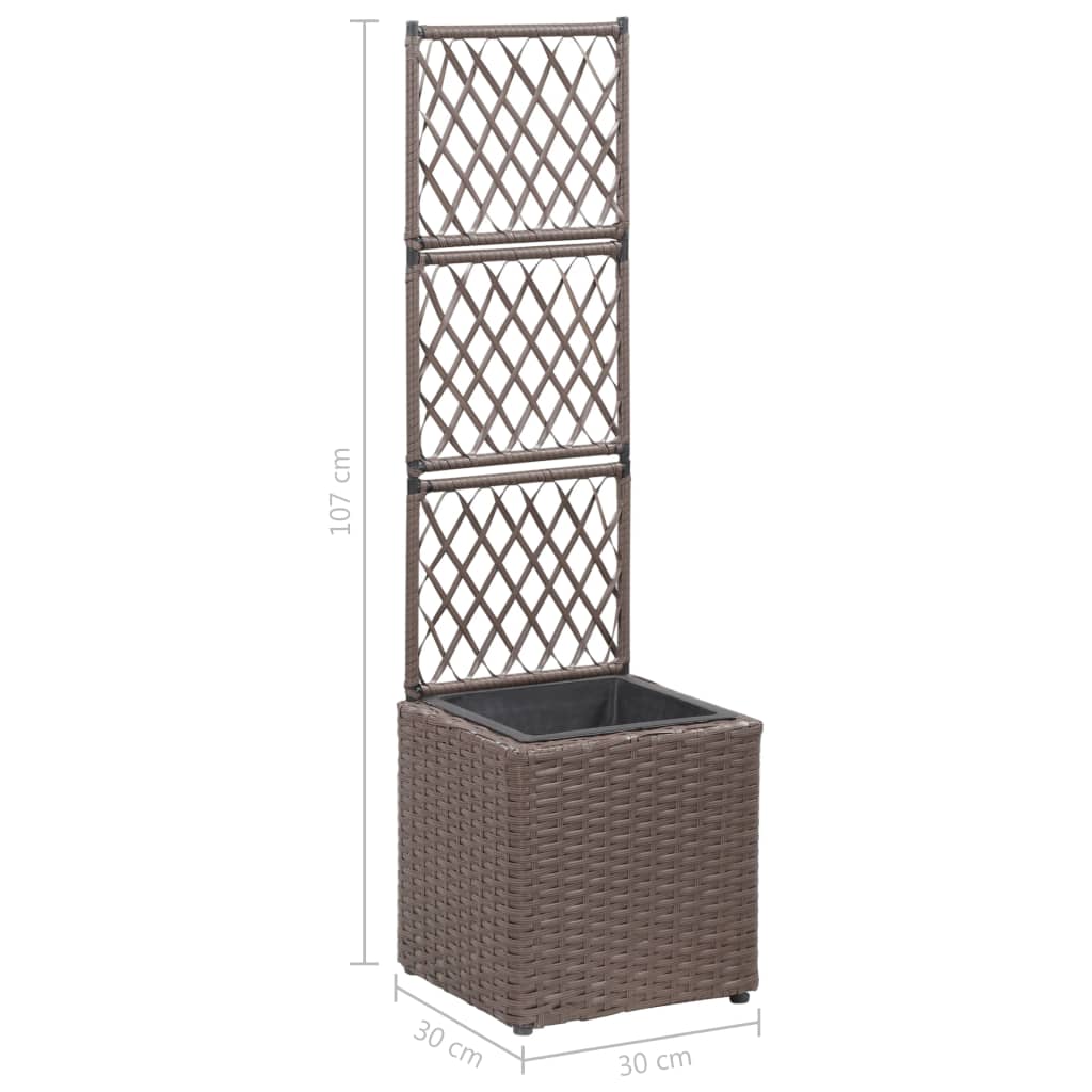 Latwerkplantenbak Verhoogd Met 1 Pot Rattan Bruin 30 x 30 x 107 cm