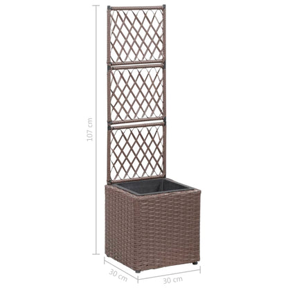 Latwerkplantenbak Verhoogd Met 1 Pot Rattan Bruin 30 x 30 x 107 cm