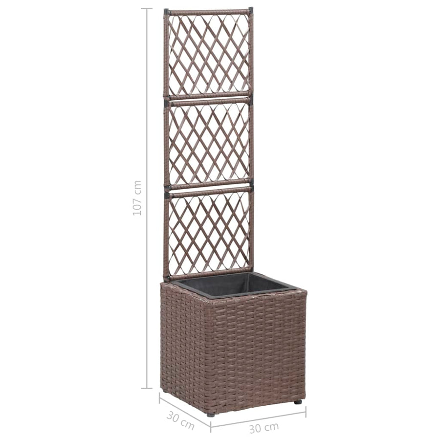 Latwerkplantenbak Verhoogd Met 1 Pot Rattan Bruin 30 x 30 x 107 cm