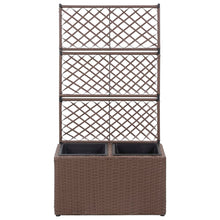 Latwerkplantenbak Verhoogd Met Potten Rattan 58 x 30 x 107 cm Bruin