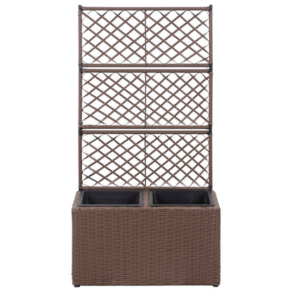 Latwerkplantenbak Verhoogd Met Potten Rattan 58 x 30 x 107 cm Bruin