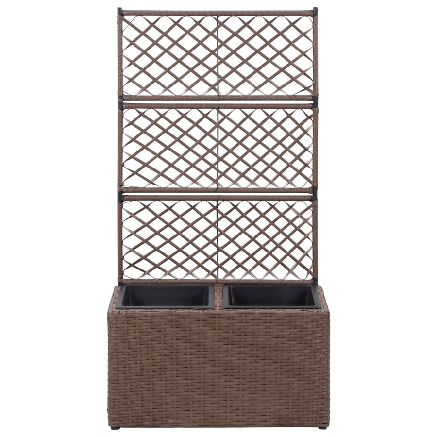 Latwerkplantenbak Verhoogd Met Potten Rattan 58 x 30 x 107 cm Bruin