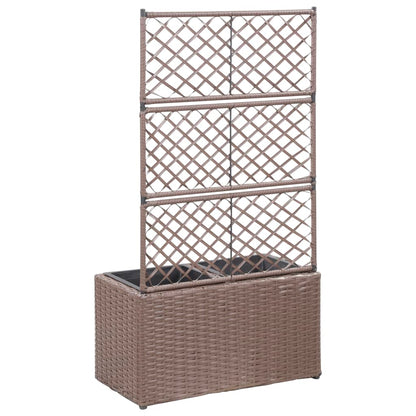 Latwerkplantenbak Verhoogd Met Potten Rattan 58 x 30 x 107 cm Bruin