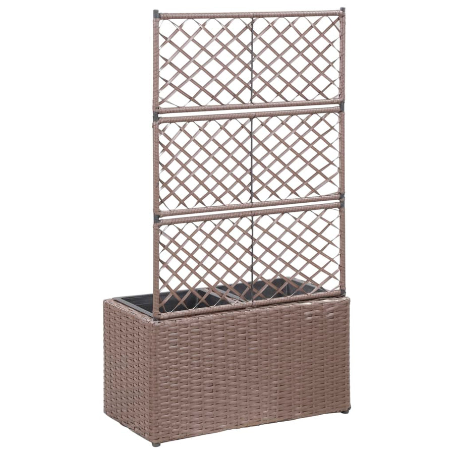 Latwerkplantenbak Verhoogd Met Potten Rattan 58 x 30 x 107 cm Bruin