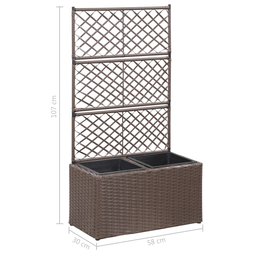 Latwerkplantenbak Verhoogd Met Potten Rattan 58 x 30 x 107 cm Bruin