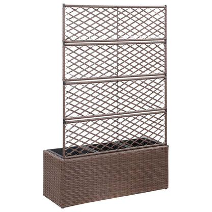 Latwerkplantenbak verhoogd met potten 83x30x130 cm rattan bruin