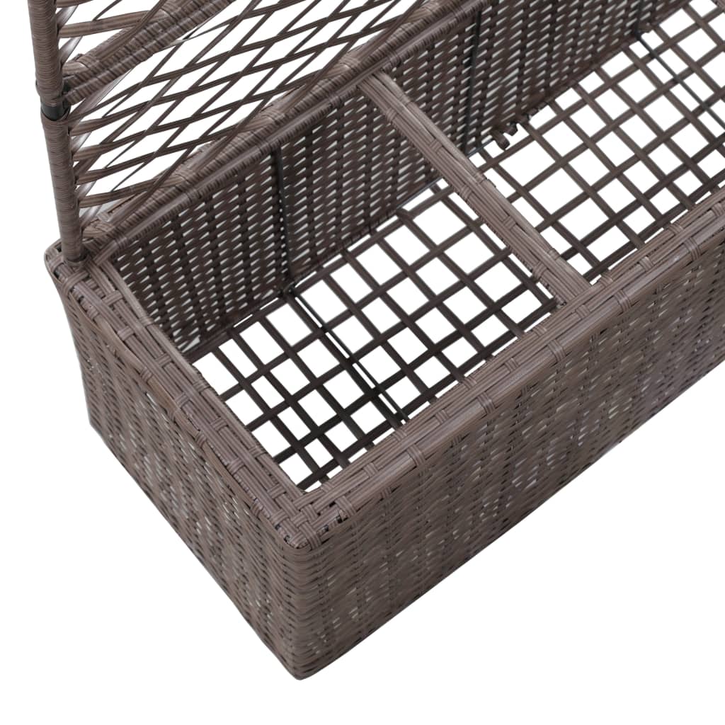 Latwerkplantenbak verhoogd met potten 83x30x130 cm rattan bruin