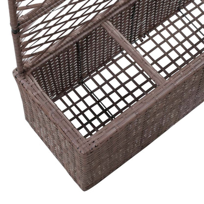 Latwerkplantenbak verhoogd met potten 83x30x130 cm rattan bruin