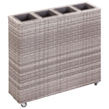 Plantenbak verhoogd met 4 potten 80x22x79 cm poly rattan grijs