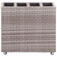 Plantenbak verhoogd met 4 potten 80x22x79 cm poly rattan grijs