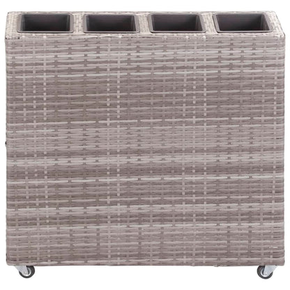 Plantenbak verhoogd met 4 potten 80x22x79 cm poly rattan grijs