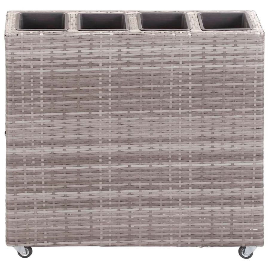 Plantenbak verhoogd met 4 potten 80x22x79 cm poly rattan grijs