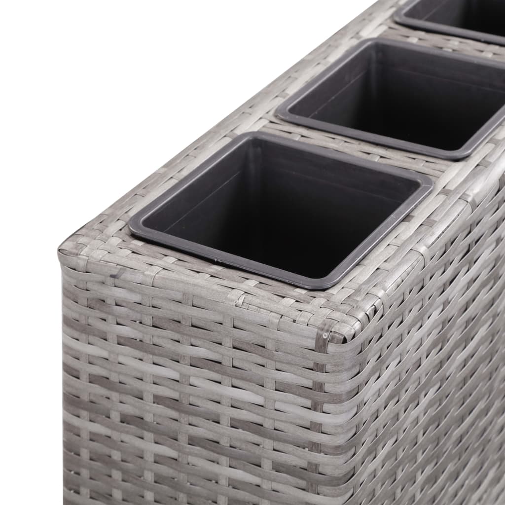 Plantenbak verhoogd met 4 potten 80x22x79 cm poly rattan grijs