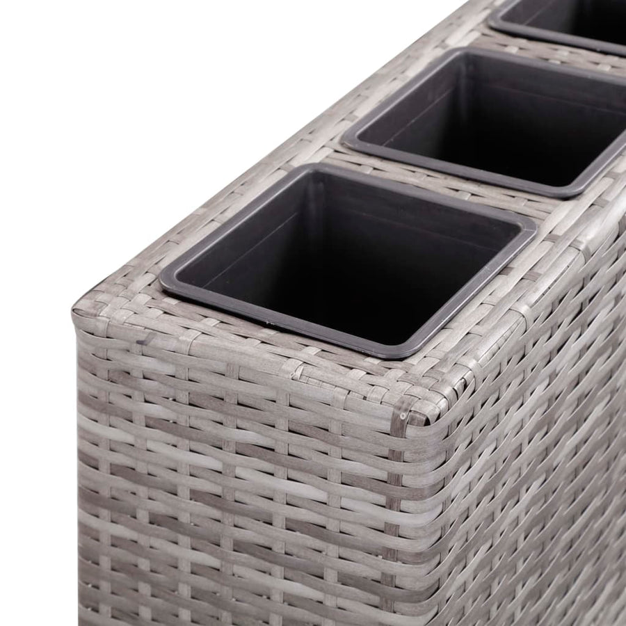 Plantenbak verhoogd met 4 potten 80x22x79 cm poly rattan grijs