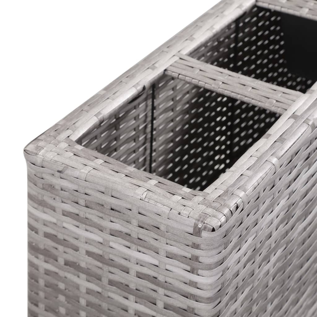 Plantenbak verhoogd met 4 potten 80x22x79 cm poly rattan grijs