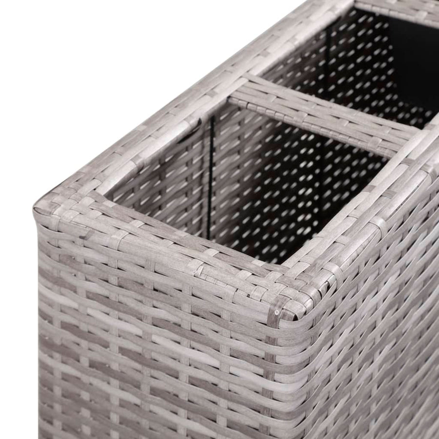 Plantenbak verhoogd met 4 potten 80x22x79 cm poly rattan grijs