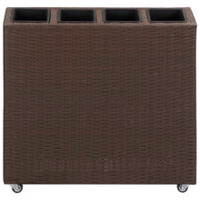Plantenbak verhoogd met 4 potten 80x22x79 cm poly rattan bruin