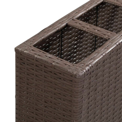 Plantenbak verhoogd met 4 potten 80x22x79 cm poly rattan bruin