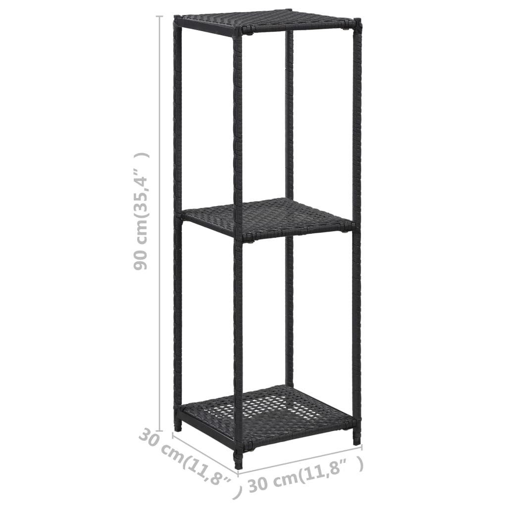 Opbergrek 30X30X Poly Rattan Zwart 90 cm