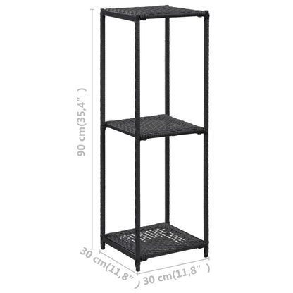 Opbergrek 30X30X Poly Rattan Zwart 90 cm