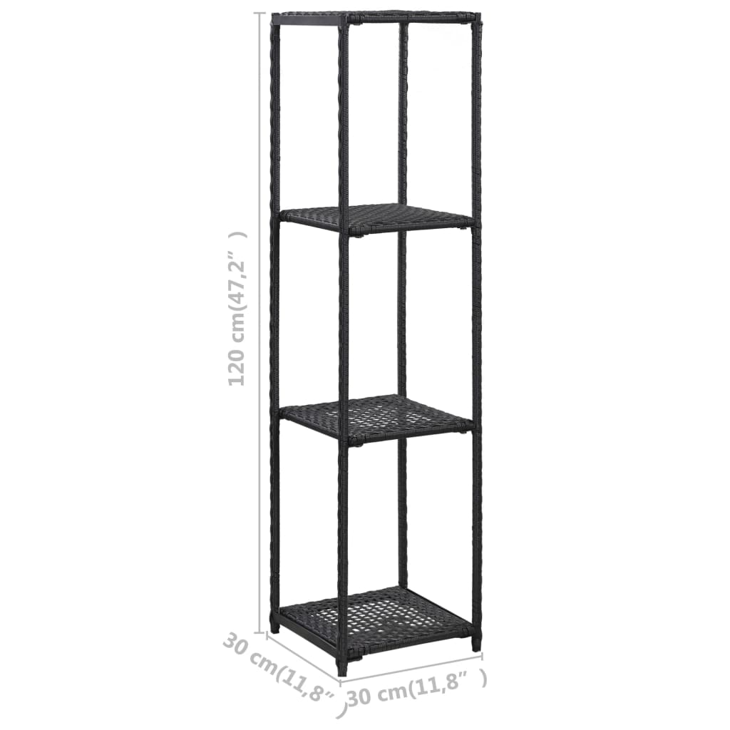 Opbergrek 30X30X Poly Rattan Zwart 120 cm