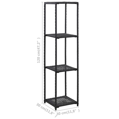 Opbergrek 30X30X Poly Rattan Zwart 120 cm