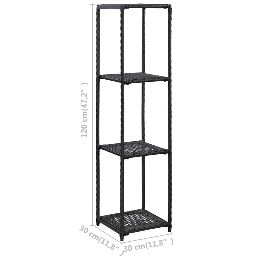 Opbergrek 30X30X Poly Rattan Zwart 120 cm